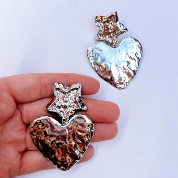 Heart dangle earrings A104 - Picture 2 of 5